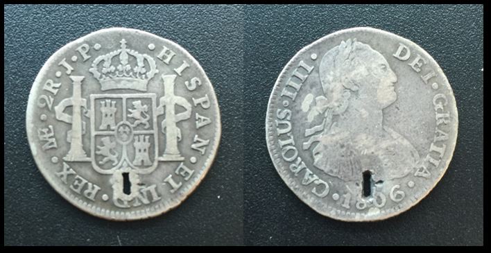 2-Real-Coin-From-1806-With-Rectangular-Hole:-Is-This-A-Counterstamp?